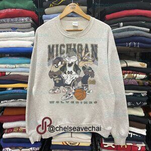 Vintage University of Michigan Wolverines Looney Tunes Sweatshirt NCAA Shirt Tee